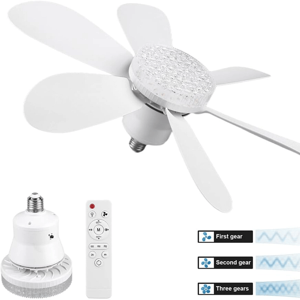 2in1=tavan Vantilatör - Avize Lamba Kumandalı 52cm Sinek Kovucu 6-beyaz Plastik Kanat 3-kademe Hız Beyaz-sarı-doğal Işık Bx40
