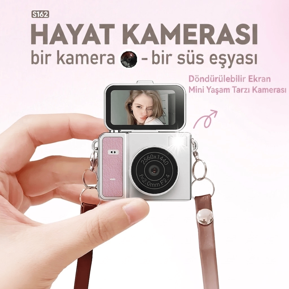 2k Mini Dijital Retro Video Kamera Flaşlı Dijital Vlog Mini Fotoğraf Makinesi Türkçe Menü Yeşil