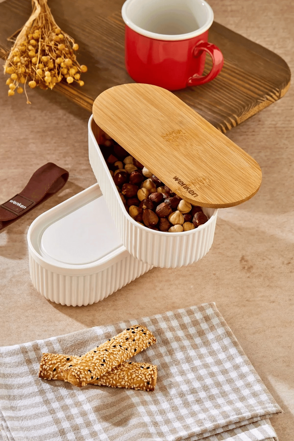 2li 1000ml Ahşap Kapaklı Lunch Box Set Bambu Diyet Yemek Kabı Saklama Kutusu Öğle Yemeği Kutusu