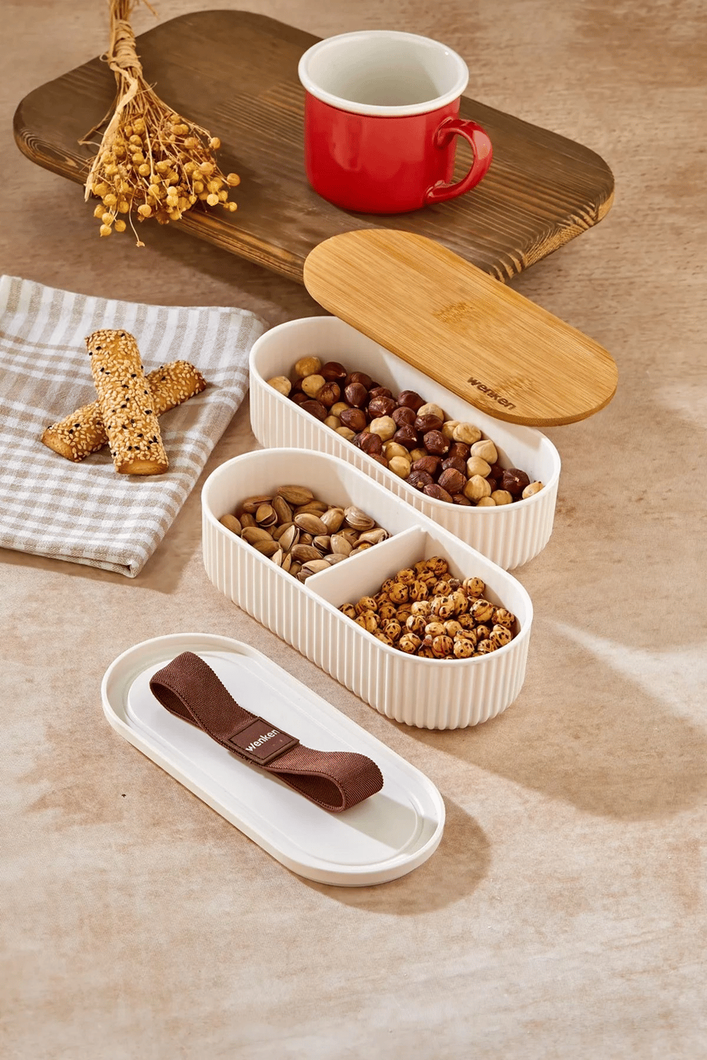 2li 1000ml Ahşap Kapaklı Lunch Box Set Bambu Diyet Yemek Kabı Saklama Kutusu Öğle Yemeği Kutusu