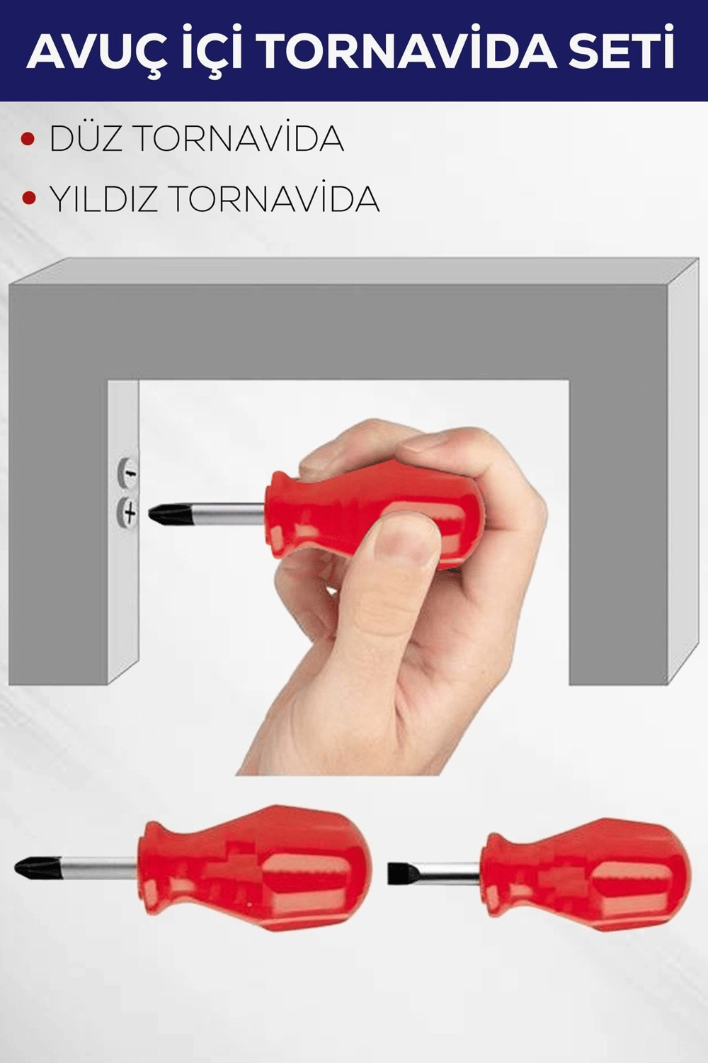 2li Avuç Içi Tornavida Seti Düz Yıldız