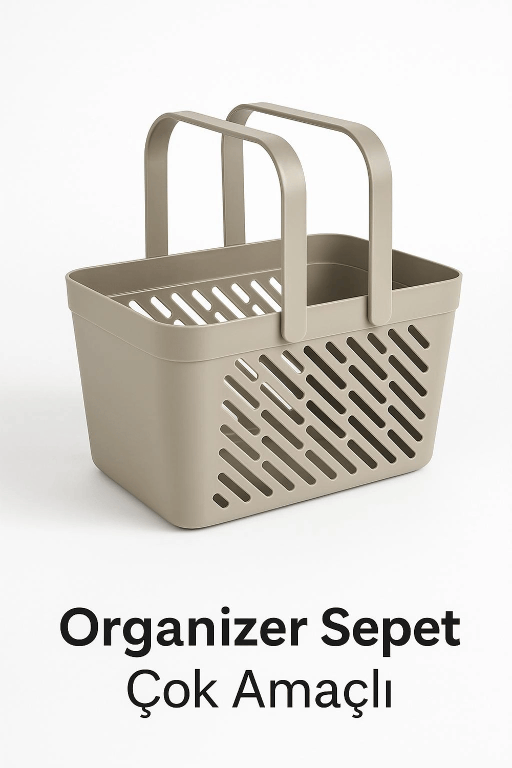 2li Gri Kulplu Organizer Sepet Mutfak Banyo Düzenleyici Taşıma Seti