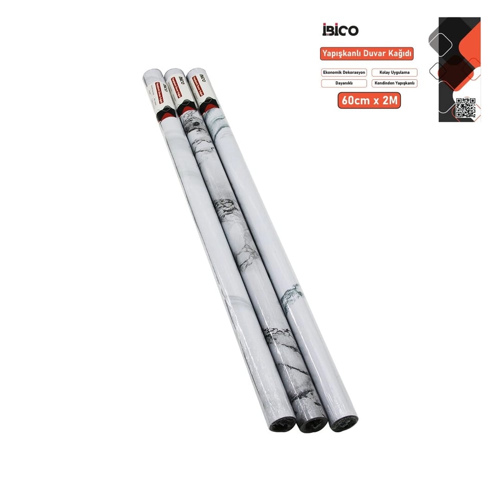 2mt X 60cm Beyaz Mermer Desenli Tezgah Üstü Folyo Sticker - Duvar Kağıt Kendinden Yapışkanlı - Eko Dekorasyon - Dayanıklı Bx40