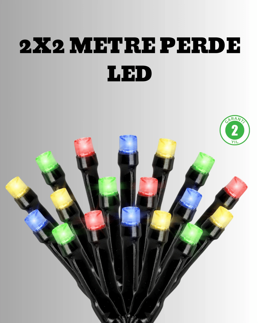 2x2 Metre Pil ile Çalışan Perde LED Işık – 8 Modlu Dekoratif
