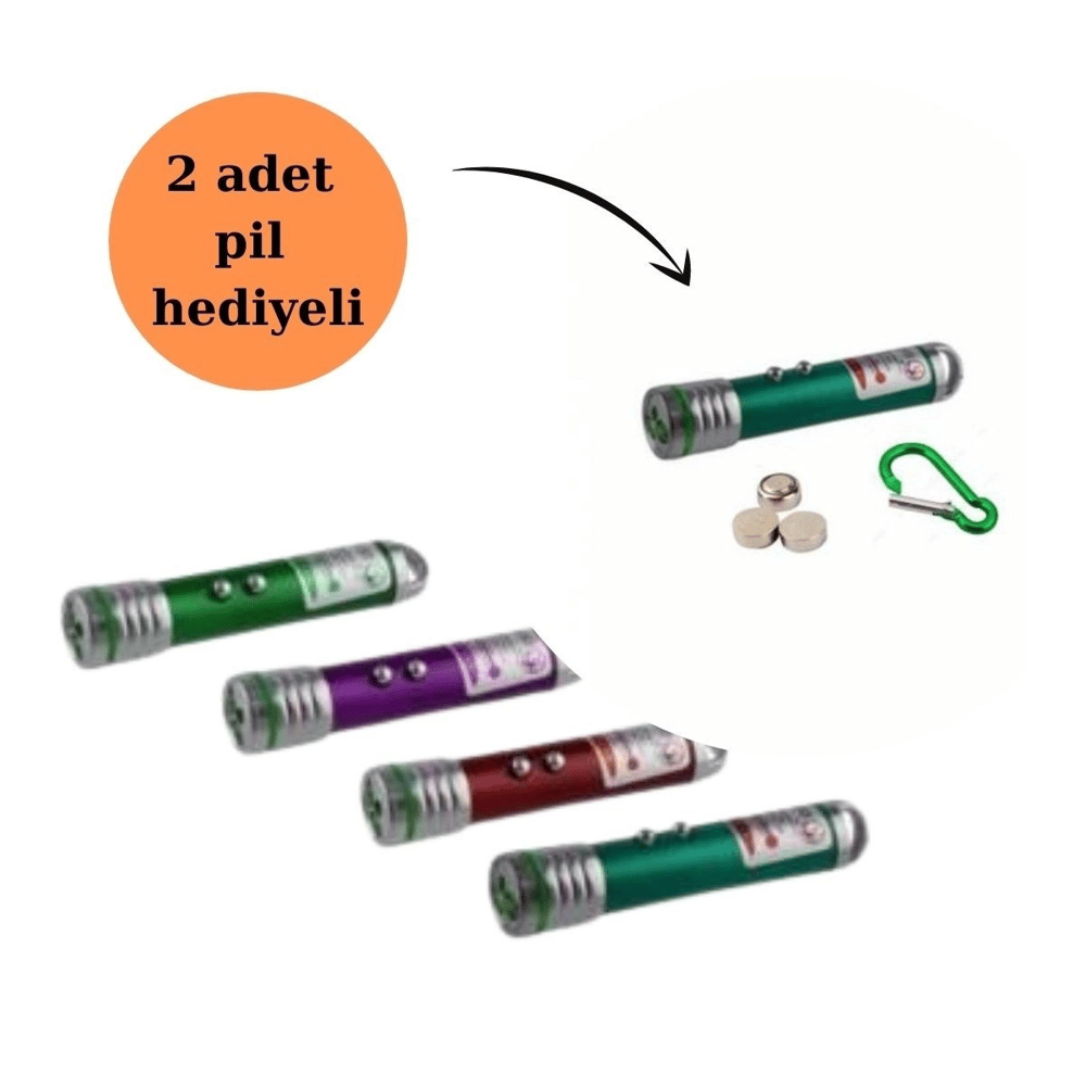 3 Fonksiyonlu Kırmızı Beyaz Işıklı Led Lazer Kedi Köpek Oyuncak Anahtarlık Bx40