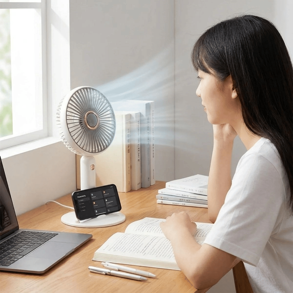 3 Kademeli Masaüstü Fan – Telefon Tutuculu Standlı Taşınabilir Mini Fan Zb161 Bx40