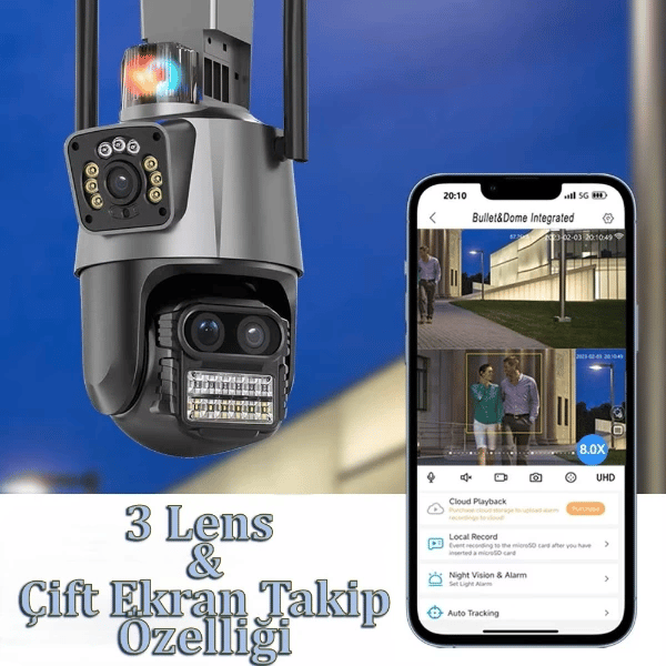 3 Lens Wi-Fi Güvenlik Kamerası