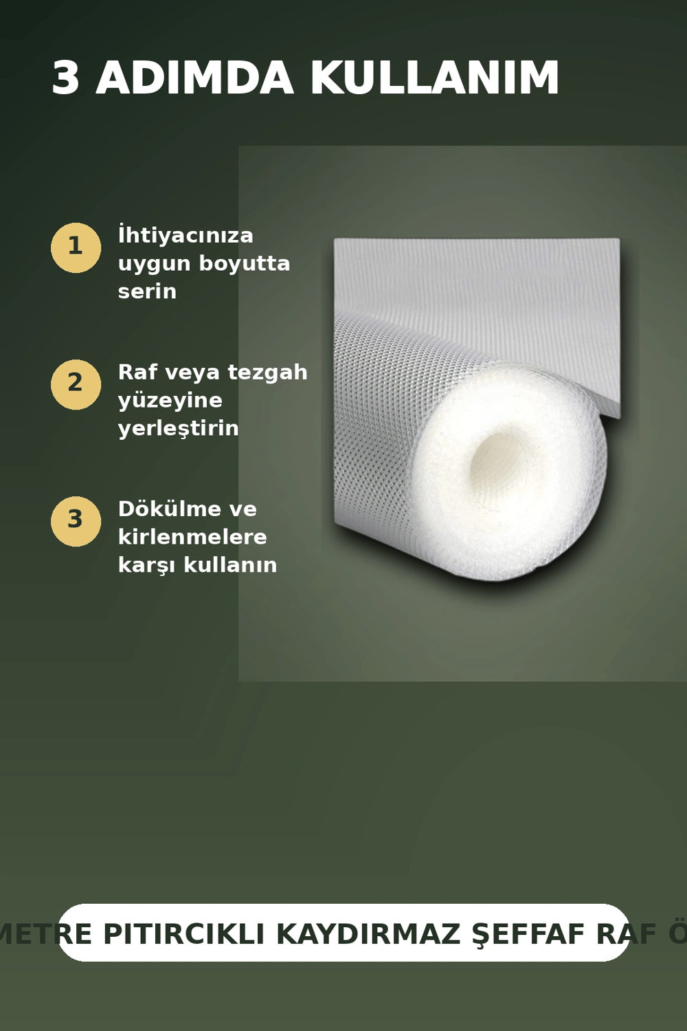 3 Metre Kalın Dokulu Şeffaf Raf Örtüsü ve Tezgah Üstü Koruyucu Çok Amaçlı Mat