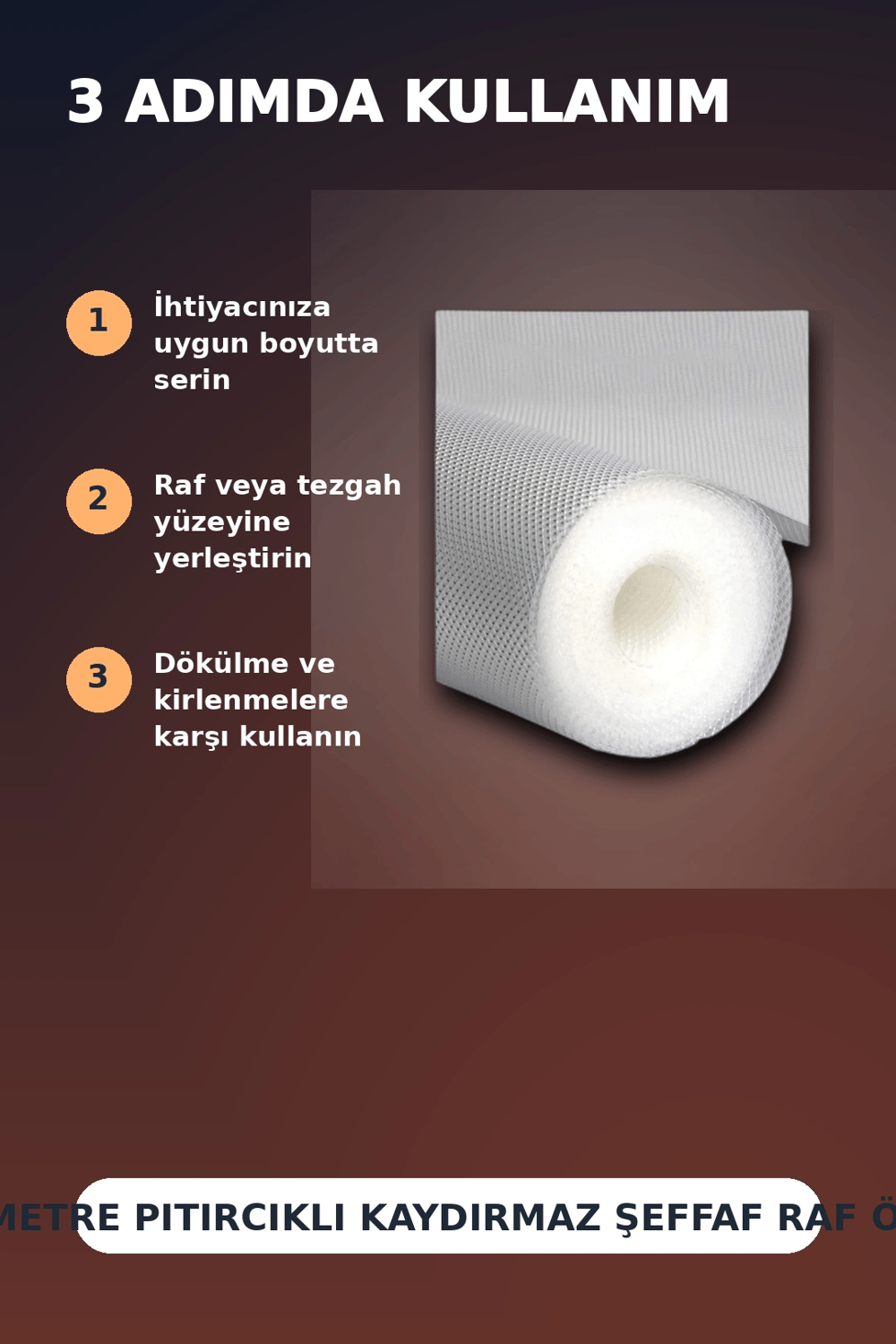 3 Metre Kalın Raf Örtüsü ve Tezgah Koruyucu Mat Şeffaf Kabarcık Dokulu Düzenleyici