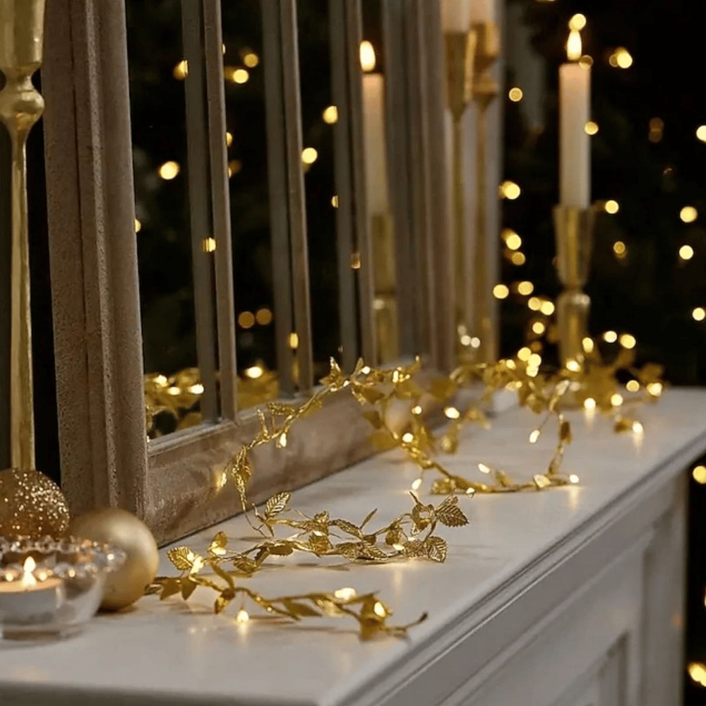3 Metre Yaldızlı Gold LED Işık – Dekoratif Ortam ve Yılbaşı Aydınlatması