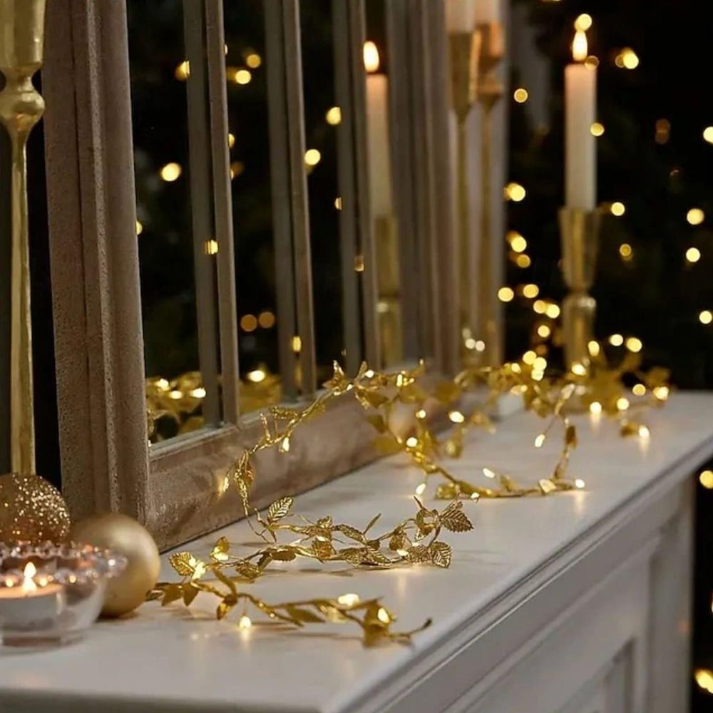 3 Metre Yaldızlı Gold LED Işık – Dekoratif Ortam ve Yılbaşı Aydınlatması (3936)