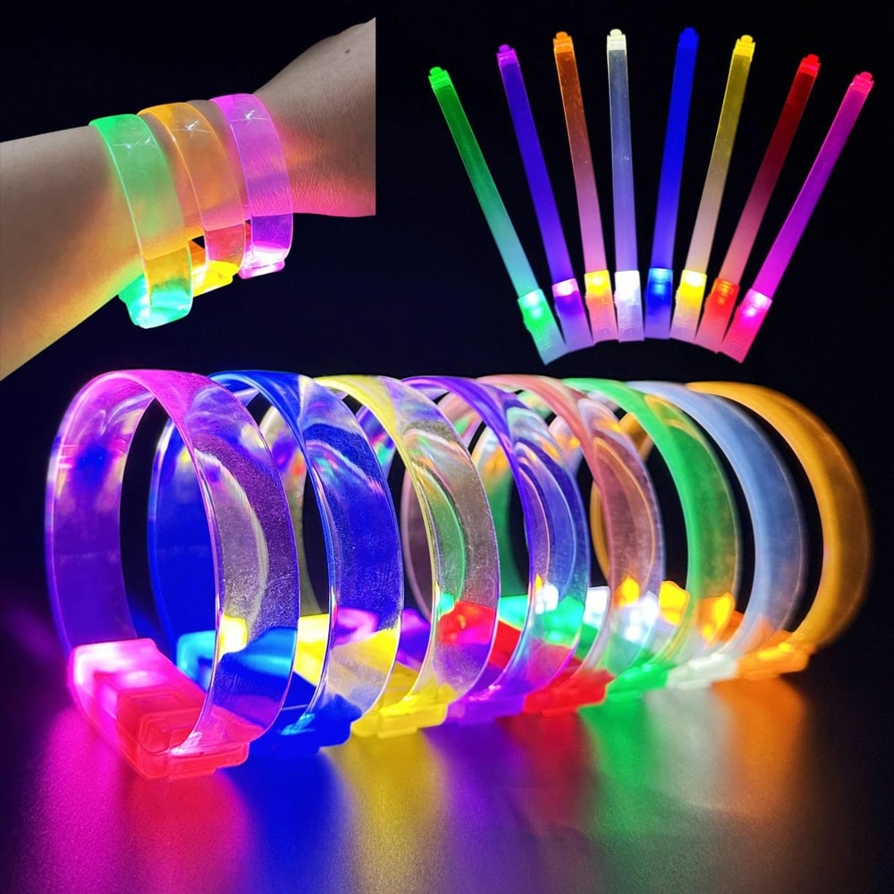 3 Modlu Pilli LED Işıklı Esnek Parti Bilekliği Pembe (3936)