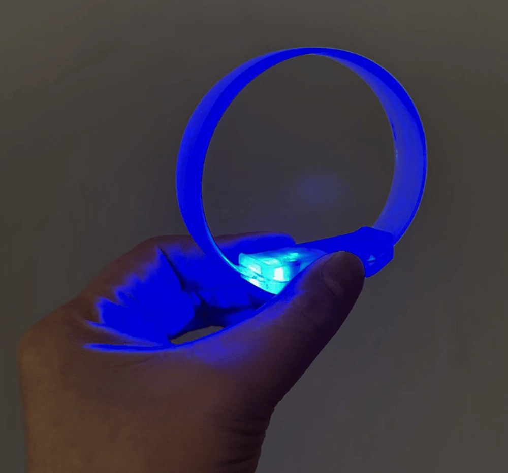 3 Modlu Pilli Led Işıklı Esnek Parti Bilekliği Mavi