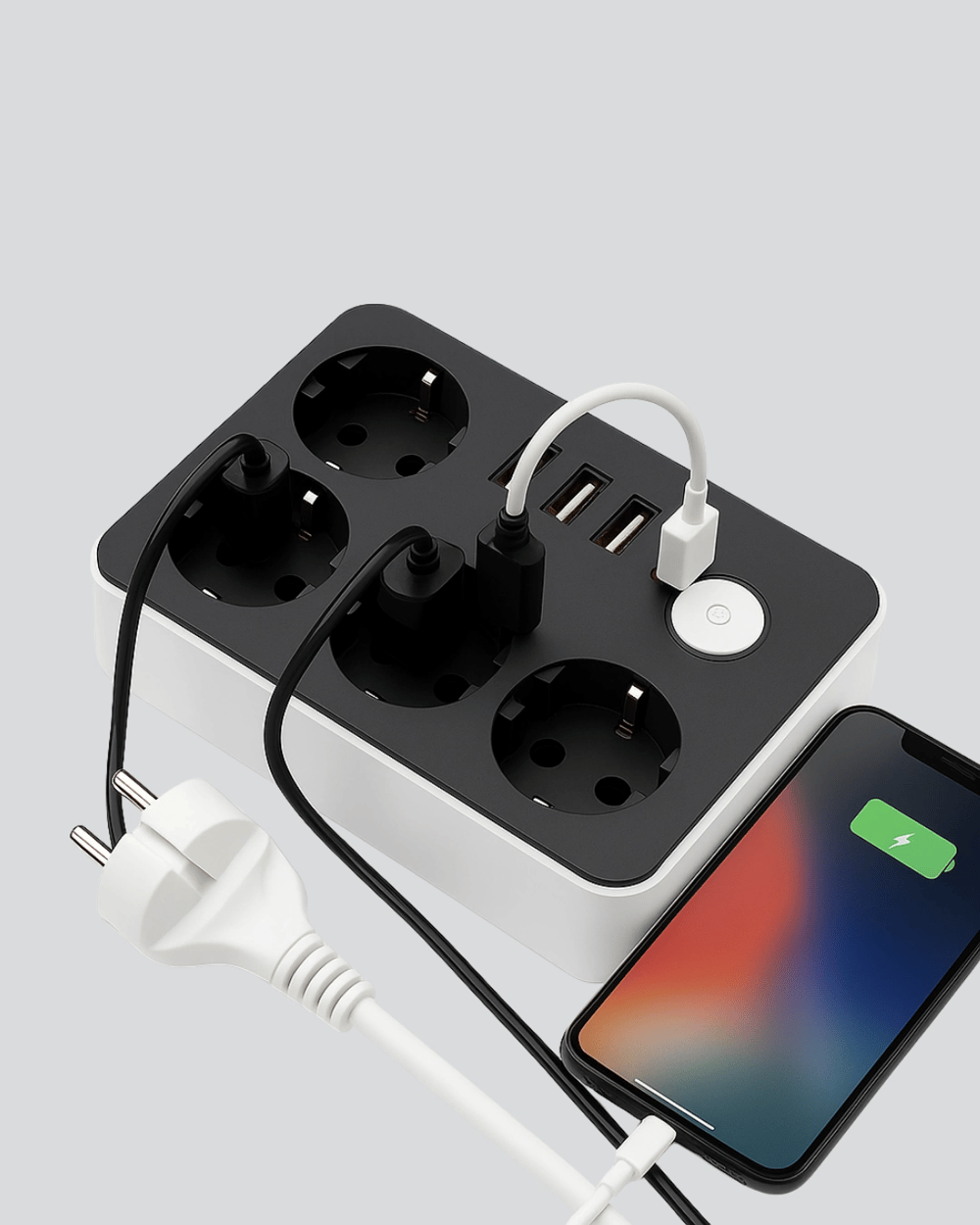 3 USB Çıkışlı 4’lü Akıllı Priz 2500W 2 Metre Kablo