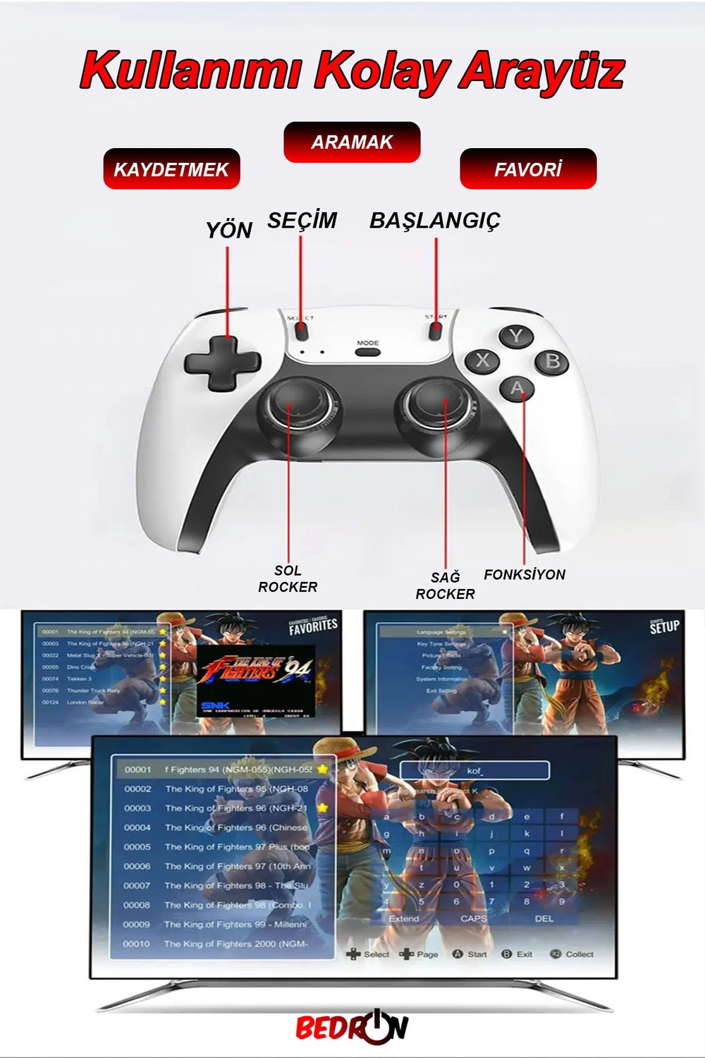 30.000 Oyun Yüklü, PS5 Kollu, 2.4G Kablosuz Çift Kumandalı Retro Oyun Konsolu Stick