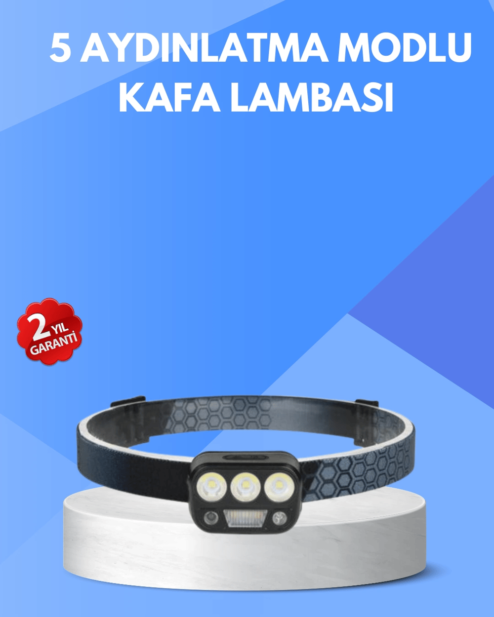 300 Lümen Sensörlü LED Kafa Lambası USB Şarjlı SOS Modlu