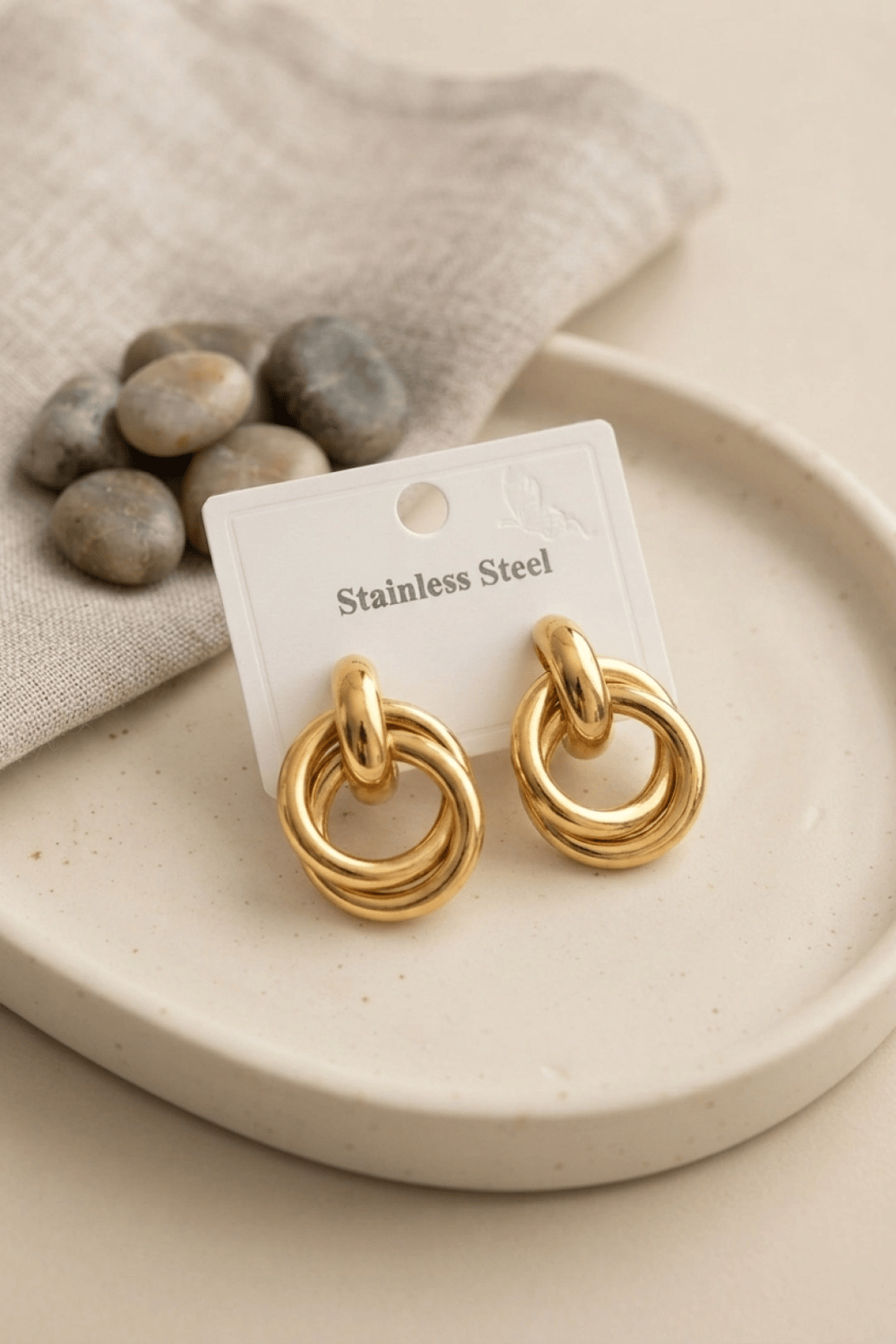 316L Çelik Gold Renk Halka Model Küpe