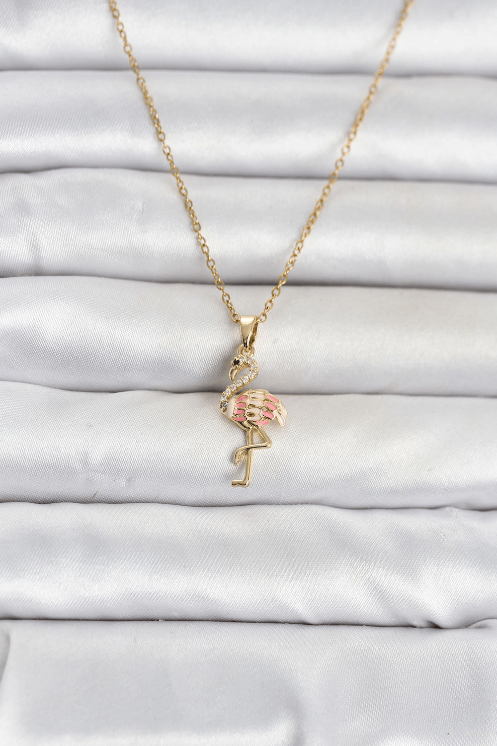 316L Çelik Zincir Gold Renk Flamingo Model Kadın Kolye