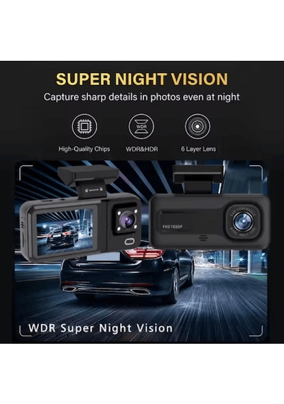 32GB Uyumlu 3 Kameralı Araç İçi Güvenlik Kamerası 1080p Kayıtlı Gece Görüşlü G Sensörlü