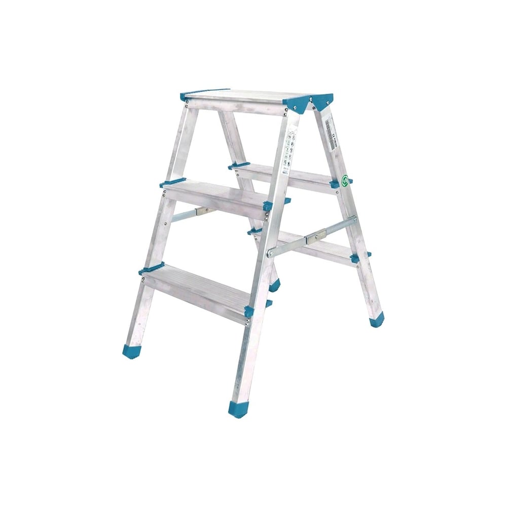 3+3 Çift Basamaklı Alüminyum Metal Merdiven Yükseklik = 69cm Baş Genişlik = 8cm Bx40