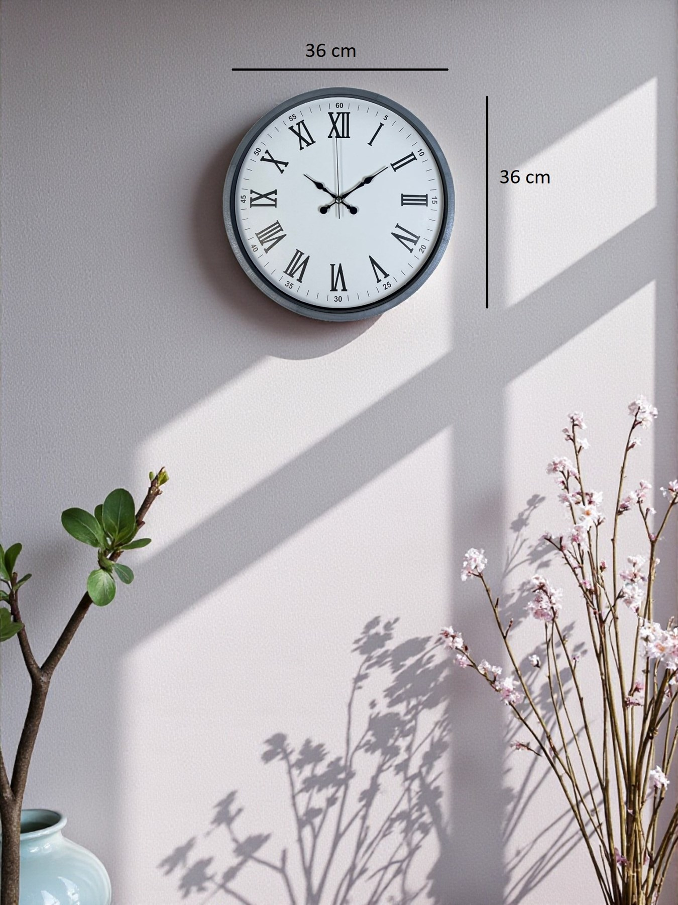 36 Cm Gri Roma Rakamlı Duvar Saati