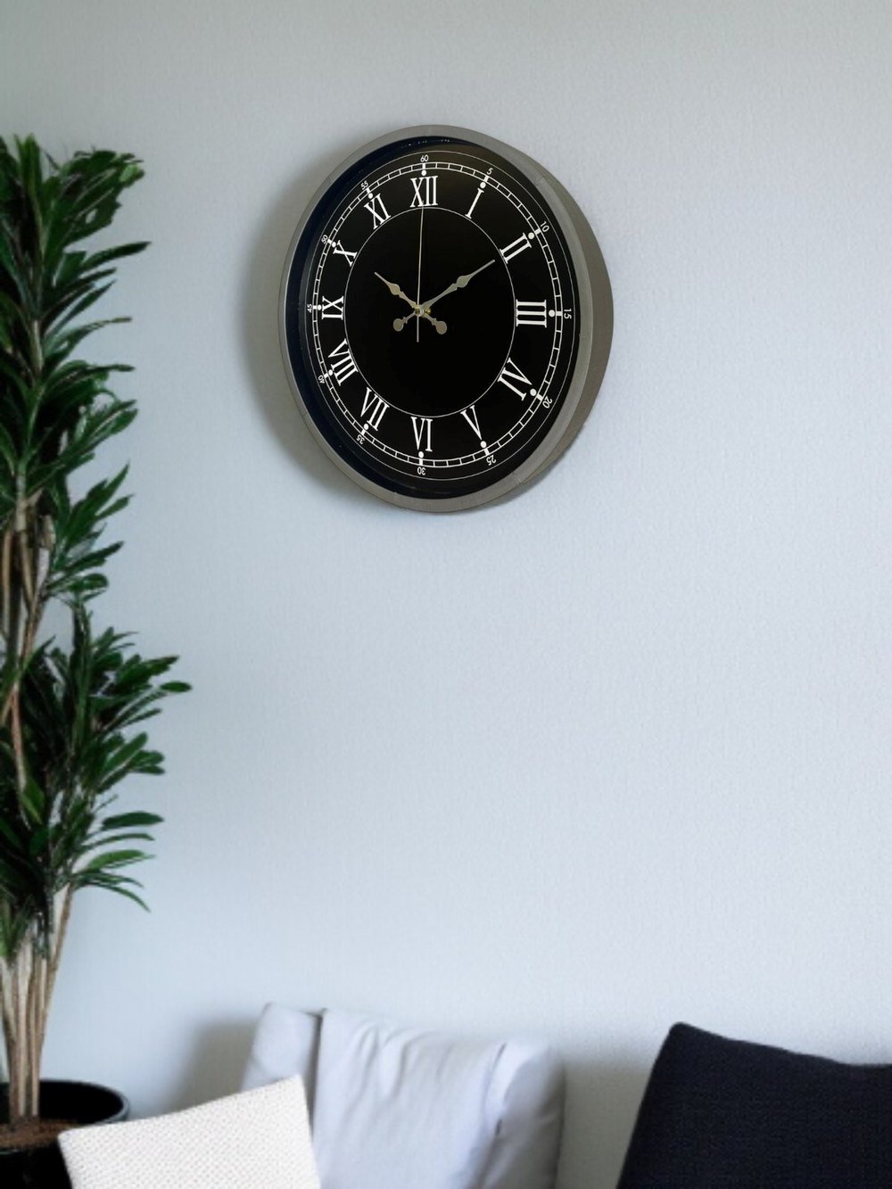 36 Cm Gri Roma Rakamlı Zarif Duvar Saati