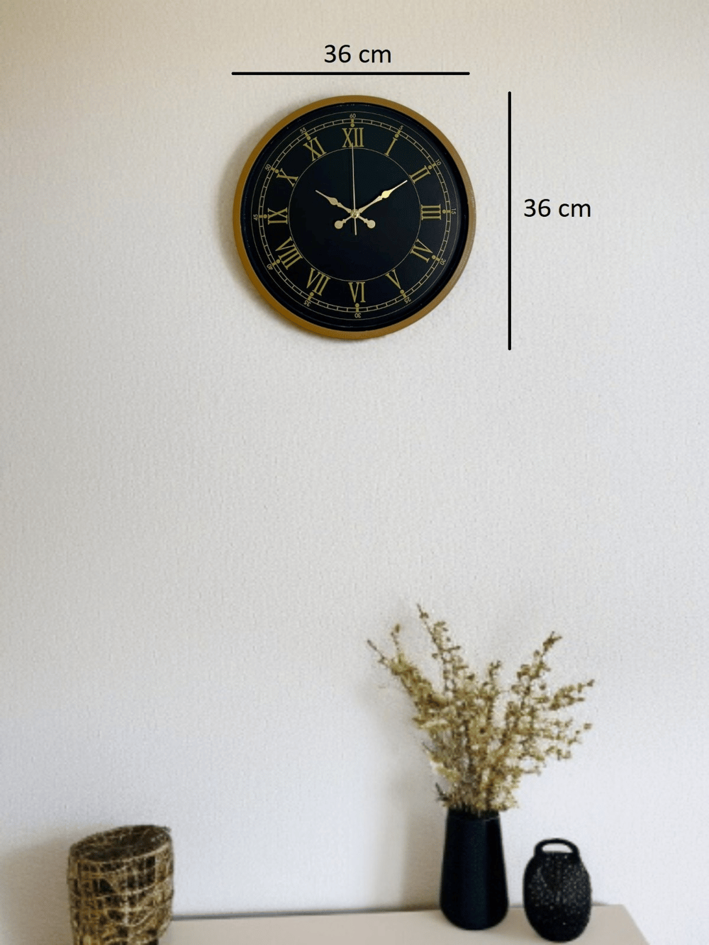 36 Cm Kahverengi Gold Roma Rakamlı Duvar Saati