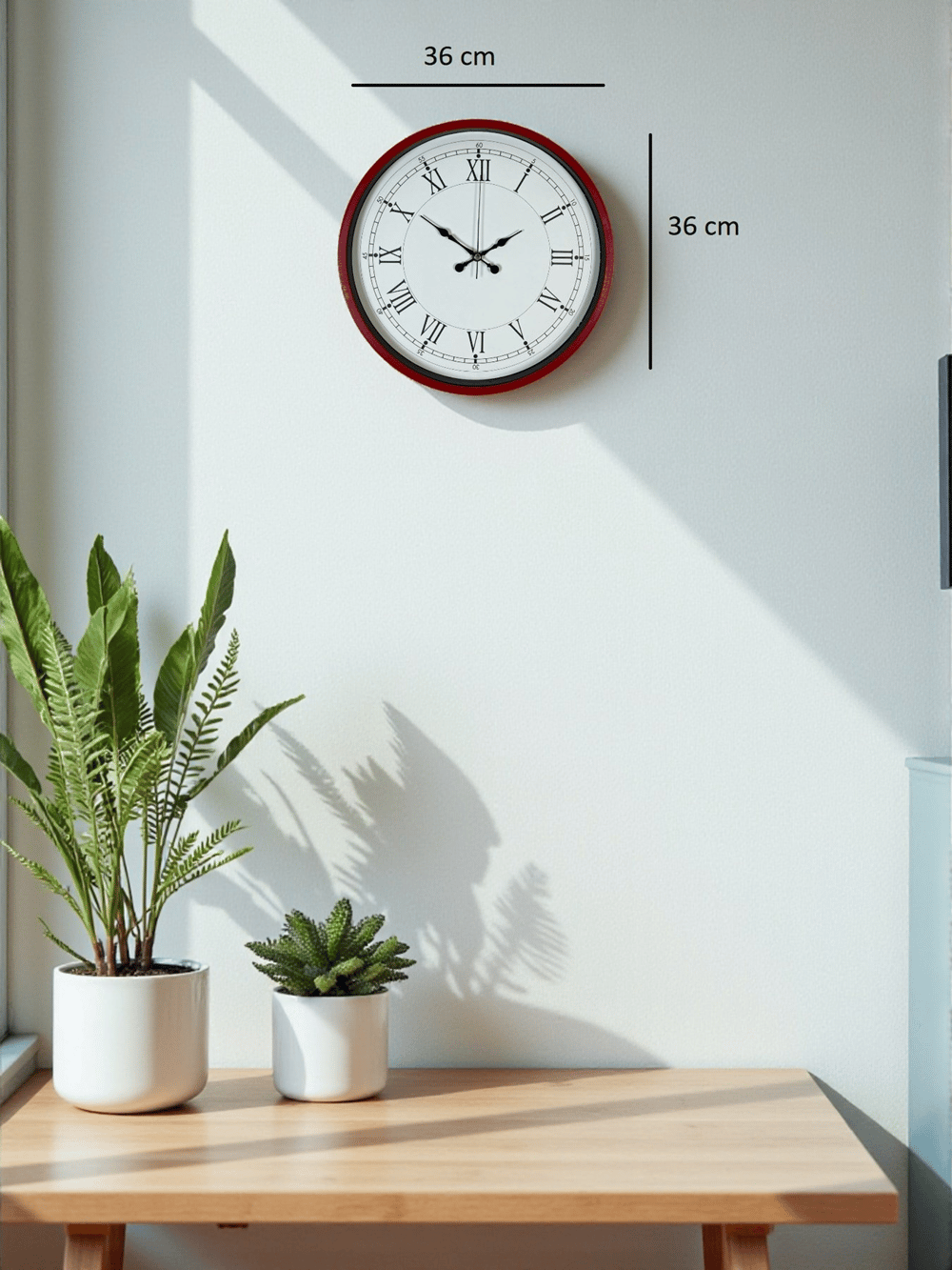36 Cm Kırmızı Roma Rakamlı Duvar Saati
