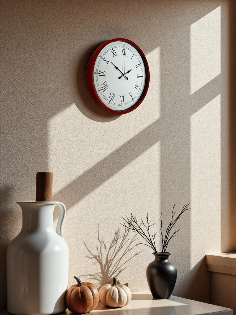 36 Cm Kırmızı Roma Rakamlı Duvar Saati