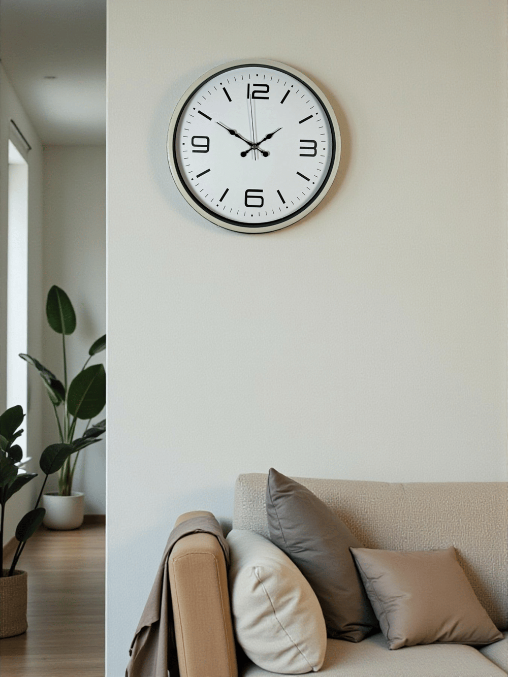 36 Cm Krem Modern Dekoratif Duvar Saati
