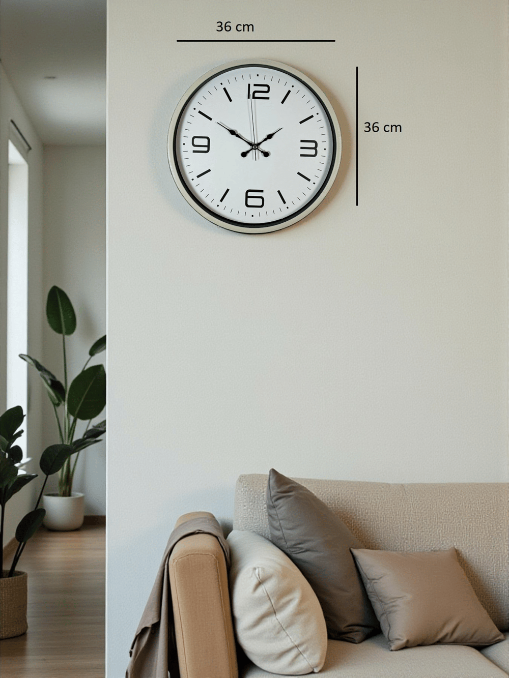 36 Cm Krem Modern Dekoratif Duvar Saati