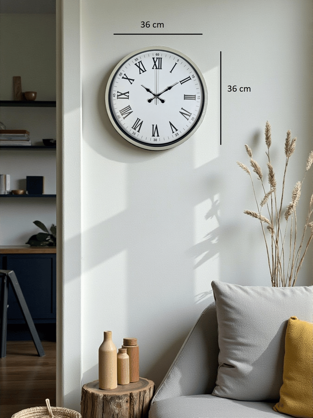 36 Cm Krem Roma Rakamlı Duvar Saati