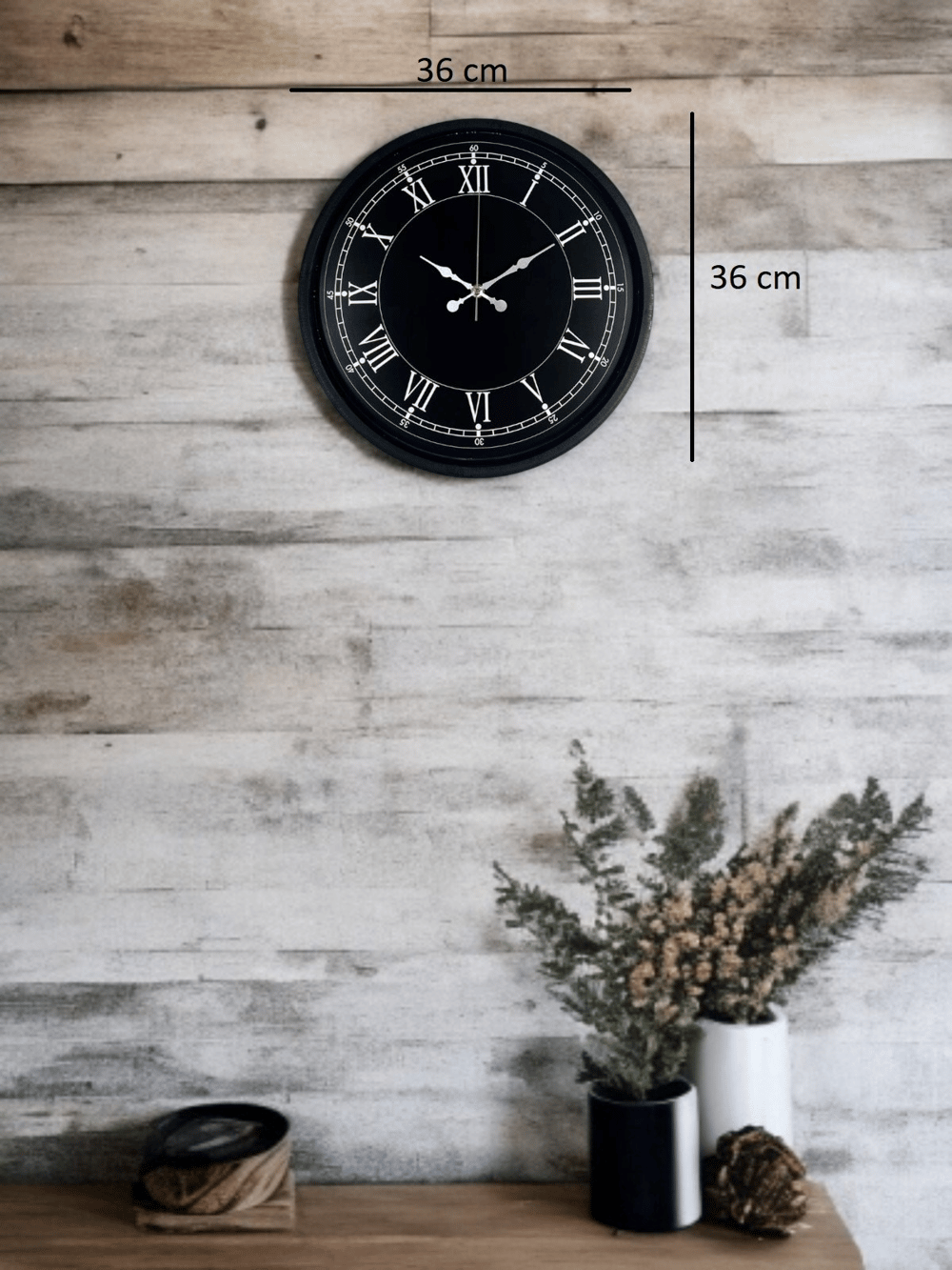 36 Cm Modern Siyah Duvar Saati