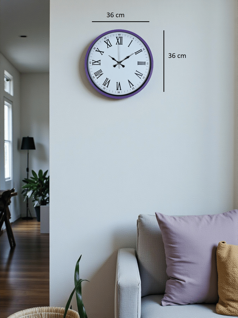 36 Cm Mor Roma Rakamlı Dekoratif Duvar Saati