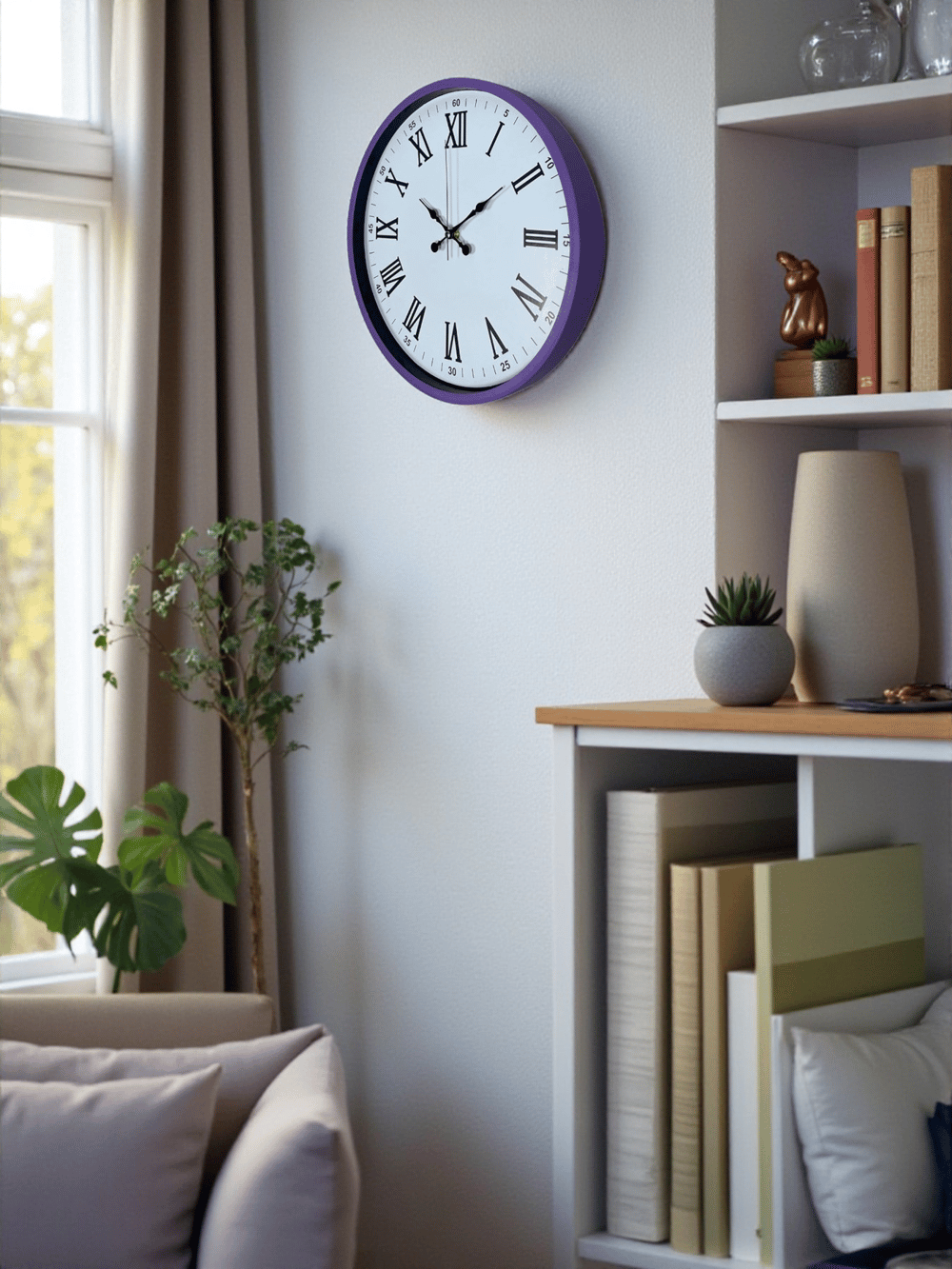 36 Cm Mor Roma Rakamlı Dekoratif Duvar Saati