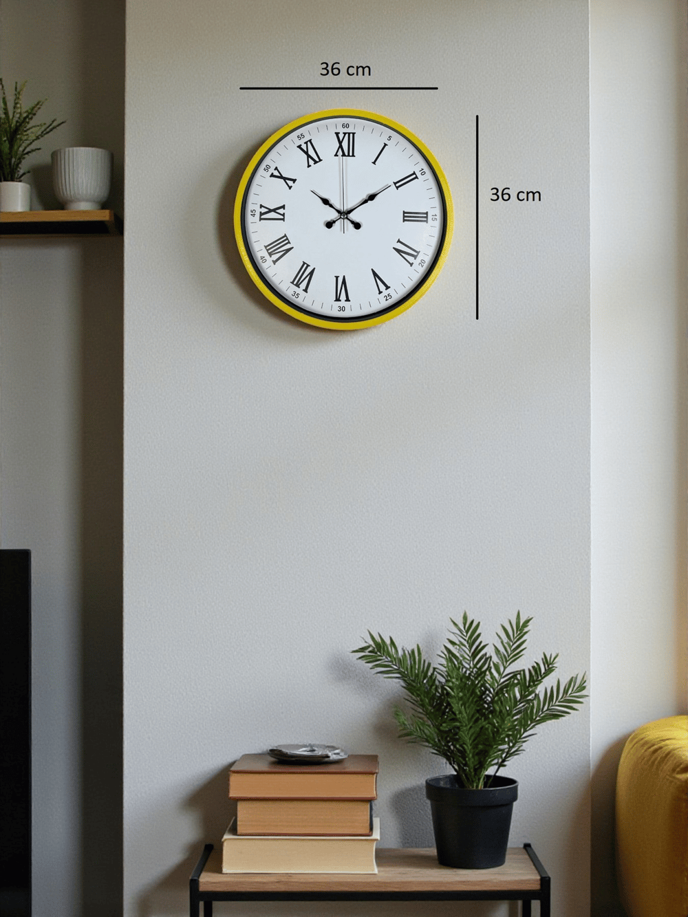 36 Cm Sarı Roma Rakamlı Duvar Saati