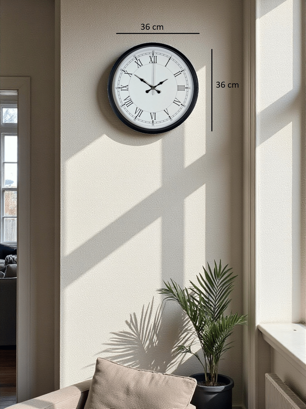 36 Cm Siyah Asil Roma Rakamlı Duvar Saati