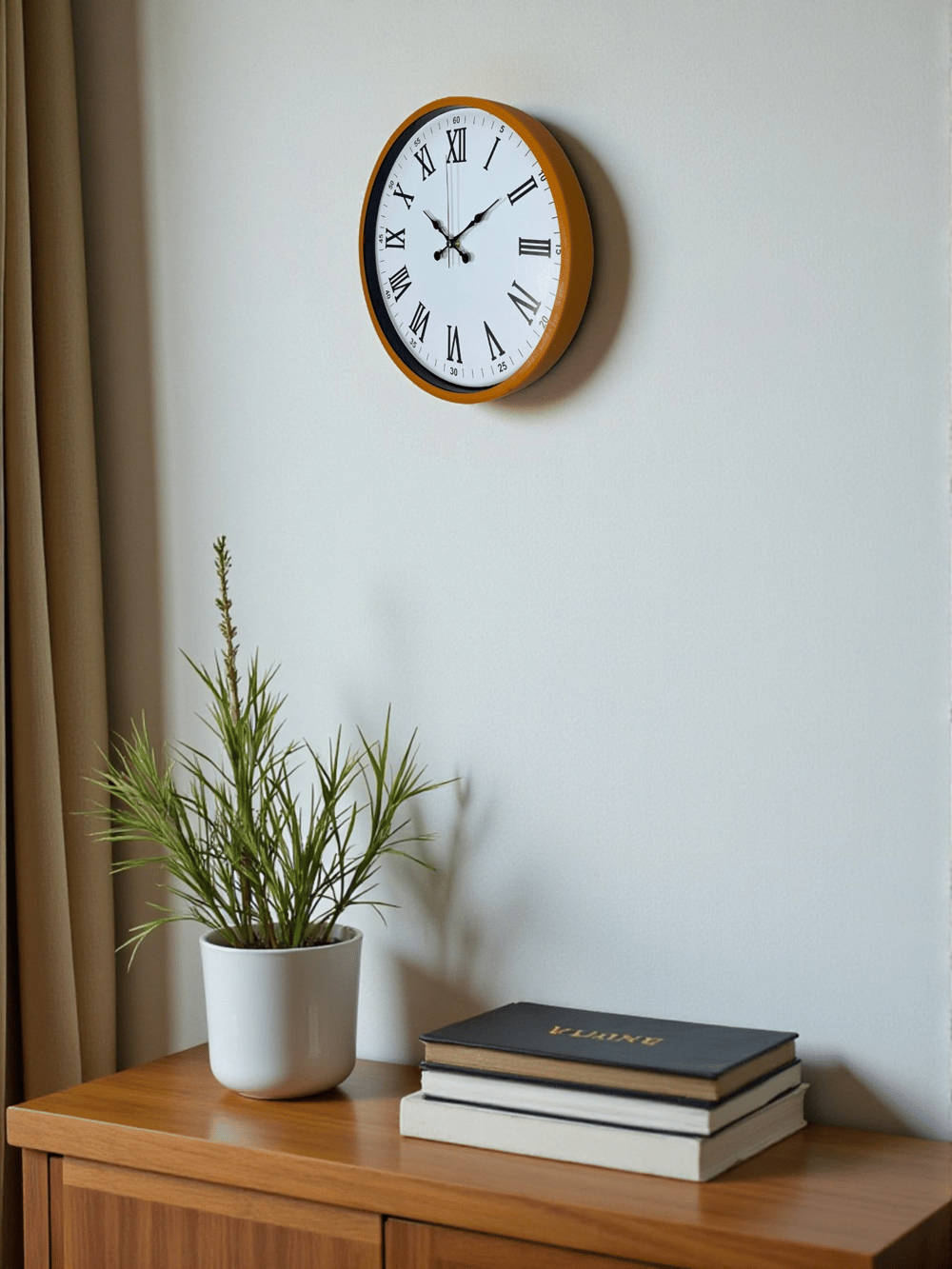 36 Cm Turuncu Roma Rakamlı Duvar Saati