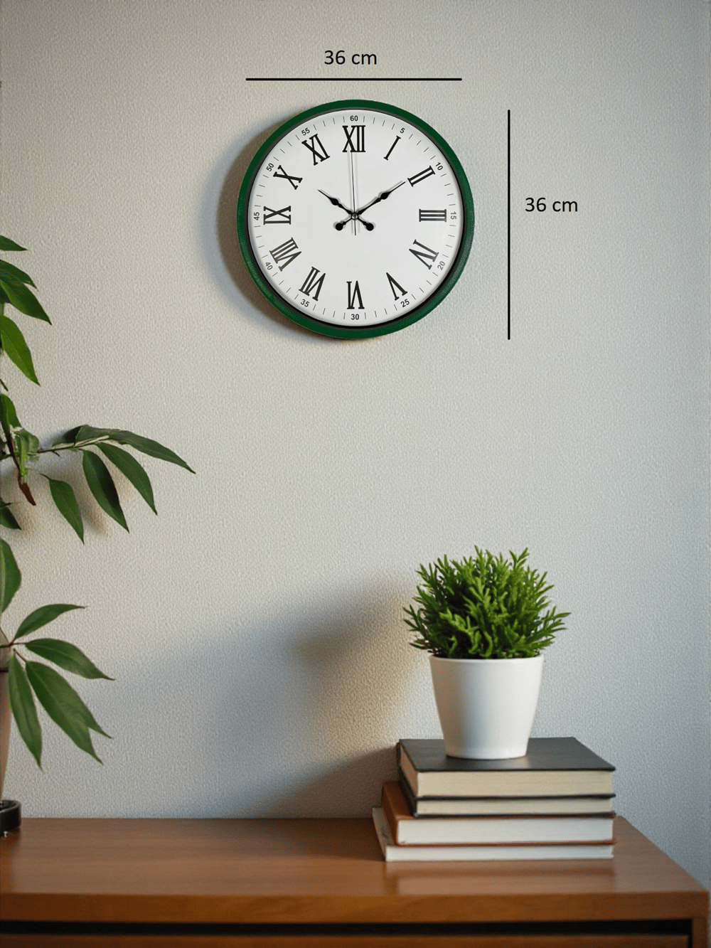 36 Cm Yeşil Roma Rakamlı Duvar Saati