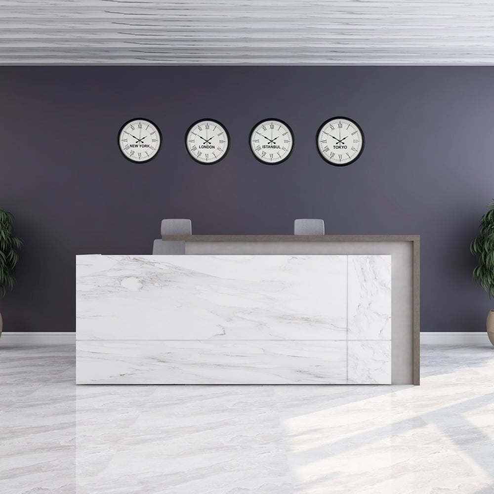 36 cm 4’lü Dünya Saatleri Siyah Roma Rakamlı