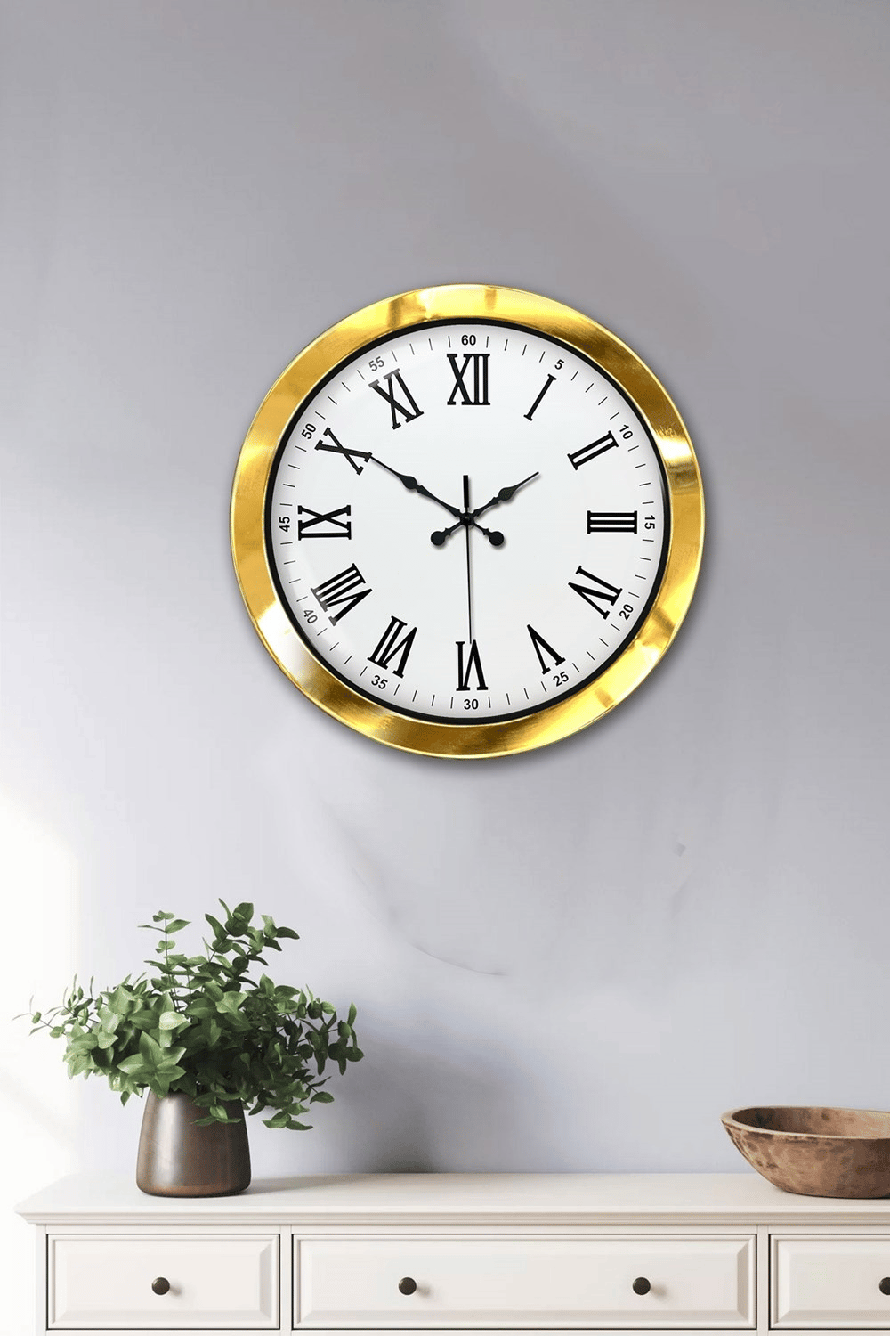 36 cm Gold Metal Roma Rakamlı Duvar Saati