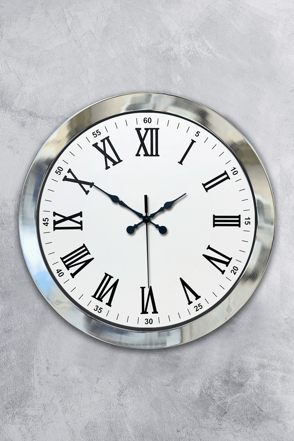 36 cm Krom Metal Roma Rakamli Duvar Saati