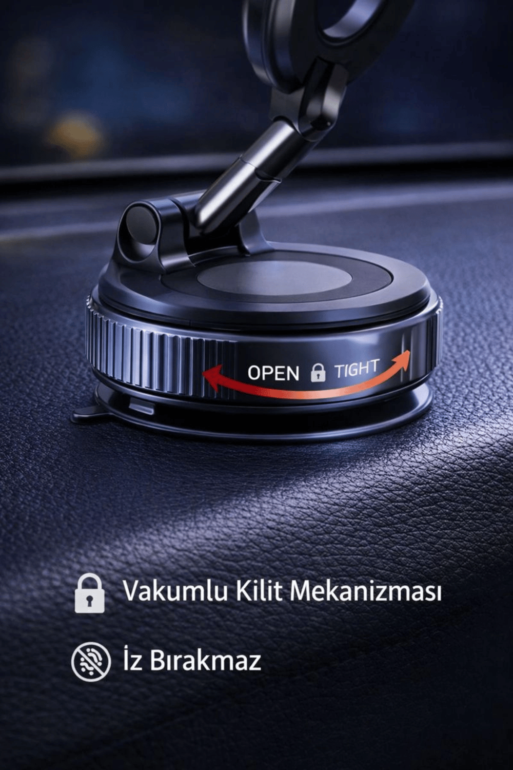 360° Ayarlanabilir Vakumlu Manyetik Telefon Tutucu – Güçlü Mıknatıs, İz Bırakmaz Tasarım