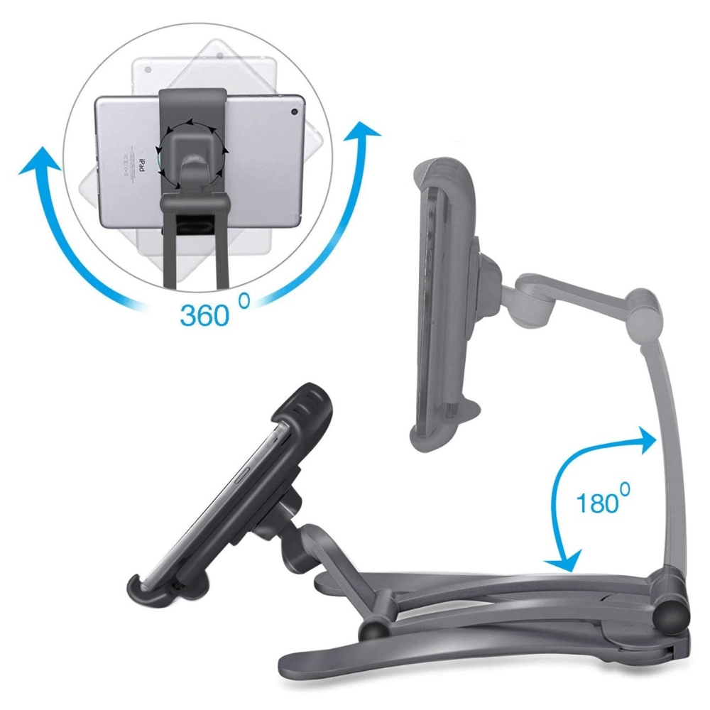 360 Derece Dönebilen Mutfak Masaüstü Telefon Tablet Tutucu Ayarlanabilir Esnek Ayaklı Metal Gövdeli Bx40