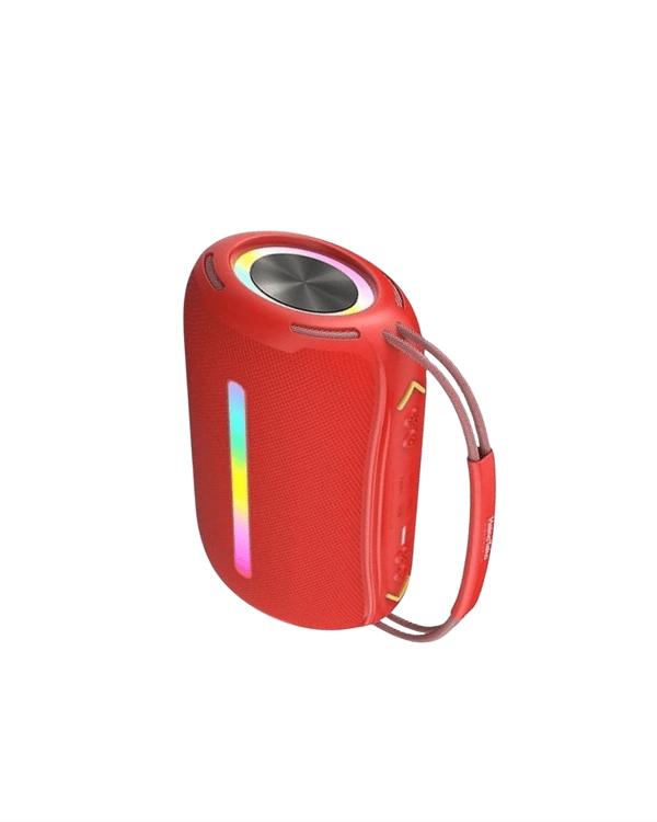 360 RGB LEDli Taşınabilir Bluetooth Hoparlör – Kırmızı, USB/TF Destekli