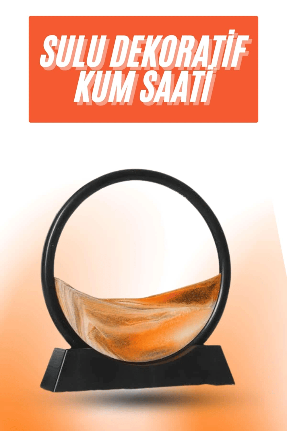 3D LED Işıklı Kum Saati Gece Lambası Hareketli Sulu Kum Saati Orta Boy
