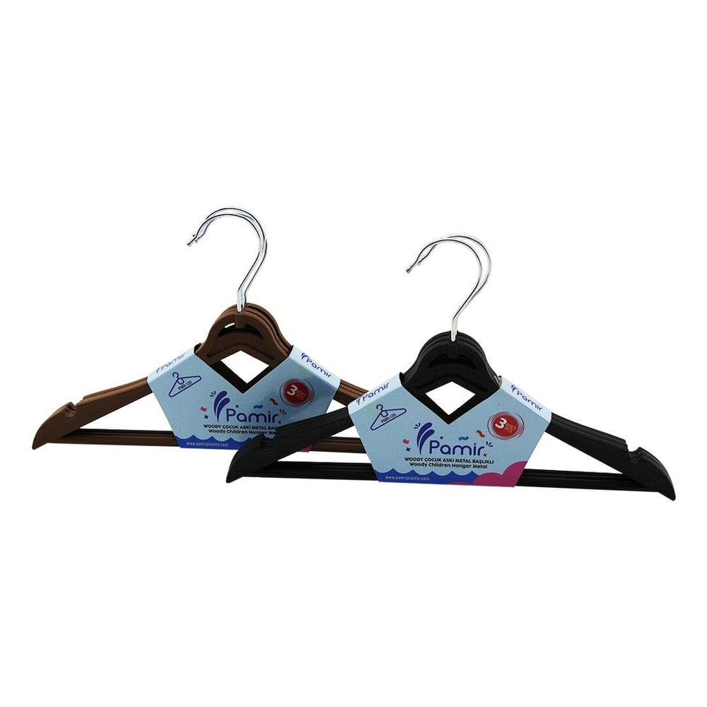 3PCS  PLASTİK ÇOCUK ELBİSE ASKISI  METAL BAŞLIKLI (3936)