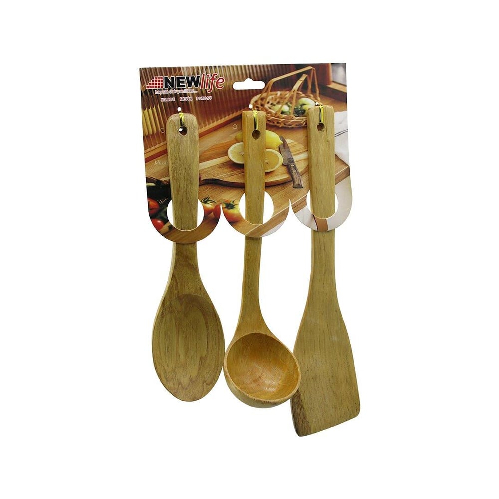 3PCS AHŞAP BAMBU  MUTFAK SERVİS SETİ  KAŞIK=27CM - KEPÇE=27CM - SPATULA=32CM (3936)