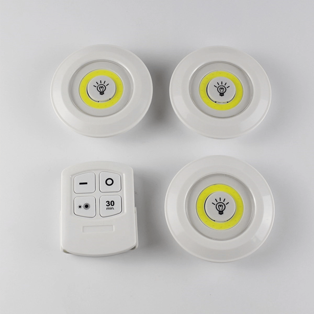 3'lü Uzaktan Kumandalı Pilli Yapışkanlı Kablosuz Led Spot Lambalar Bx40