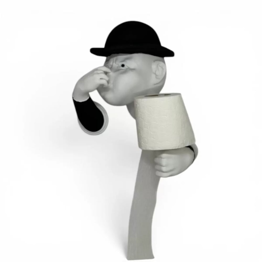 3d İnsan Figürlü Tuvalet Kağıdı Askılığı – Eğlenceli Banyo Dekoru Siyah